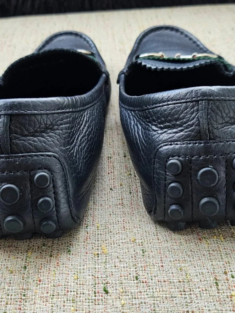 Gucci Men Shoes Loafer Black Leather Upper SlipOn Drive Moc Size 40.5 Made Italy